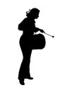 Silhouette of woman with a drum Royalty Free Stock Photo
